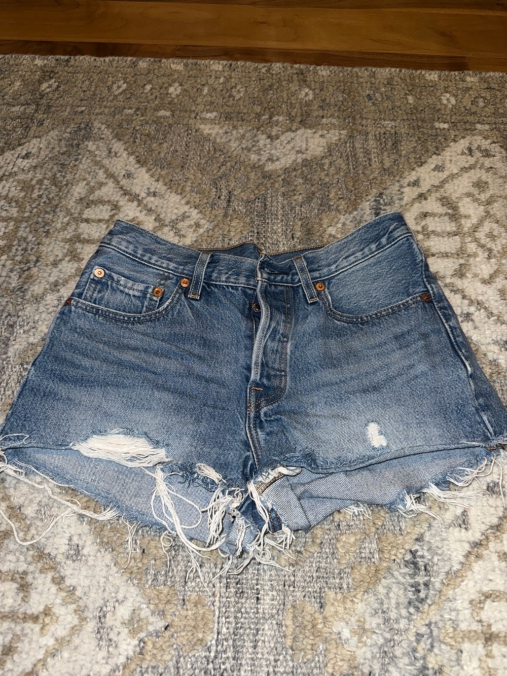 Levi's Blue Distressed Cutoff Denim Shorts